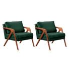 Conjunto 2 Poltronas Mona Luxo Madeira Maciça Veludo Verde