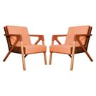 Conjunto 2 Poltronas Monalisa Com Braços de Madeira Veludo Terracota - LM DECOR
