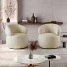 Conjunto 2 Poltronas Orgânica Atemporal Base Giratória Eloah Bouclé Italiano Bege