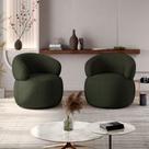 Conjunto 2 Poltronas Orgânica Atemporal Base Giratória Eloah Linho Premium Turco Verde