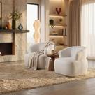 Conjunto 2 Poltronas Orgânicas Base Fixa e Estofada Zoe Yescasa Bege Off White