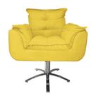 Conjunto 2 Poltronas Para Recepção Com Base Giratória de Metal Opala Suede Amarelo - LM DECOR