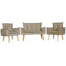 Conjunto 2 Poltronas Para Sala Decorativa e Namoradeira Opala Suede Capuccino ANF Store Conjunto 2 Poltronas Para Sala Decorativa e Namoradeira Opala Suede Capuccino ANF Store