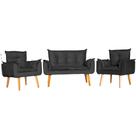 Conjunto 2 Poltronas Para Sala Decorativa e Namoradeira Opala Suede Preto ANF Store