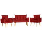 Conjunto 2 Poltronas Para Sala Decorativa e Namoradeira Opala Suede Vermelho Escuro ANF Store