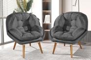 Conjunto 2 Poltronas Sênior Suede Premium Pés De Madeira