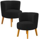 Conjunto 2 Poltronas Tecido Boucle para Sala de Espera Confortável Pés de Madeira Resistente