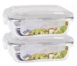 Conjunto 2 Potes 1040ml Hermético Vidro Marmita Com 4 Travas Conjunto 2 Potes 1040ml Hermético Vidro Marmita Com 4 Travas