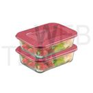 Conjunto 2 Potes de Vidro Vitazza 1L para Marmita Sustentáveis, Retangulares e Perfeitos para Armazenamento de Alimentos no Microondas e Freezer