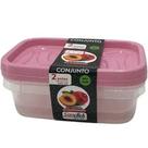 Conjunto 2 Potes Retangulares Graduados Porções Frios 300Ml Conjunto 2 Potes Retangulares Graduados Porções Frios 300Ml