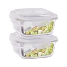 Conjunto 2 Potes Vidro 320ml Hermético 4 Travas Alimentos