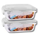 Conjunto 2 Potes Vidro Hermético Marmita Com 4 Travas 1040ml