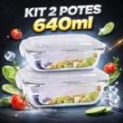 Conjunto 2 Potes Vidro Marmita Fit Vedação 4 Travas 640ml