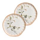 Conjunto 2 pratos raso jantar botanica ceramica 28cm scalla