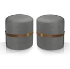 conjunto 2 pufes redondo para sala decoração Cor:Cinza