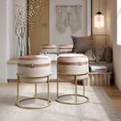 Conjunto 2 Puff Dallas redondo com pés em metal para quarto ou sala - Várias Cores