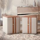 Conjunto 2 Puff Domus Quadrado moderno para sala ou quarto com detalhe em couro - Várias Cores