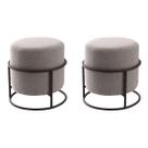 Conjunto 2 Puffs Banqueta Decorativo Atlanta Redondo tecido Linho Base Aço Preto Epóxi Conjunto 2 Puffs Banqueta Decorativo Atlanta Redondo tecido Linho Base Aço Preto Epóxi
