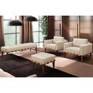 Conjunto 2 Puffs Noé Veludo Base em Madeira Maciça Castellar Móbile