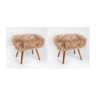 Conjunto 2 Puffs Siena Pés Palito Tecido Pelúcia Castor Salaone