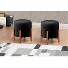 Conjunto 2 Puffs Thor Luxo em Madeira Maciça Castellar Móbile