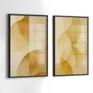 Conjunto 2 Quadros Decorativos com Moldura Caixa Dourado Moderno para Sala, Escritorio, Hall Cozinha