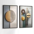 Conjunto 2 Quadros Decorativos com Moldura Caixa Moderno Geometrico para Sala, Escritorio, Hall Cozinha