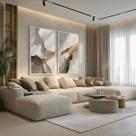 Conjunto 2 Quadros Decorativos com Moldura Caixa Tons Areia 3D para Sala, Escritorio, Hall Cozinha