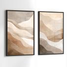 Conjunto 2 Quadros Decorativos com Moldura Caixa Tons Bege Areia para Sala, Escritorio, Hall Cozinha