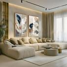 Conjunto 2 Quadros Decorativos com Moldura e Acrilico Cristal Vidro Abstrato Floral Kit para Sala, Escritorio, Hall Cozinha