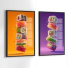 Conjunto 2 Quadros Decorativos com Moldura e Acrilico Cristal Vidro Sushi Bar Kit para Sala, Escritorio, Hall Cozinha