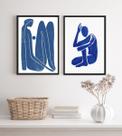 Conjunto 2 Quadros Nú Artístico AbstratoAzul 45x34cm