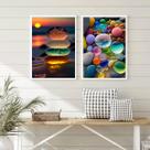 Conjunto 2 Quadros Pedras Coloridas- Ilha De Creta 33x24cm - com vidro
