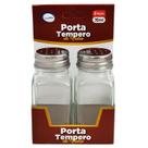Conjunto 2 saleiros de vidro com tampa metálica 70 ml 4x9 Conjunto 2 saleiros de vidro com tampa metálica 70 ml 4x9