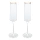 Conjunto 2 Taças Champanhe Cristal Martelado Petra Fio Ouro