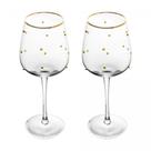 Conjunto 2 Taças de Vinho Balls Fio de Ouro 350ml Vidro - Wolff