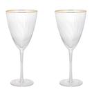 Conjunto 2 Taças de Vinho de Vidro com Borda Dourada Lines 400ml Wolff