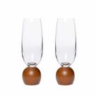 Conjunto 2 Taças para Espumante em Cristal e Madeira 210 ml 23106 Mart Conjunto 2 Taças para Espumante em Cristal e Madeira 210 ml 23106 Mart