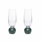 Conjunto 2 Taças para Espumante em Cristal e Mármore Verde 210 ml 23112 Mart