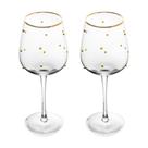 Conjunto 2 Taças Para Vinho Balls Fio De Ouro 350ml Vidro - Wolff