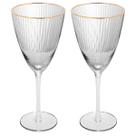 Conjunto 2 taças para vinho de vidro com borda dourada lines 400 ml