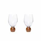 Conjunto 2 Taças para Vinho em Cristal e Madeira Acácia 520 ml 23107 Mart