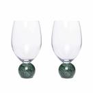 Conjunto 2 Taças para Vinho em Cristal e Mármore Verde 520 ml 23113 Mart