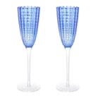 Conjunto 2 Tçs P/ Champanhe Wolff Vidro Orquidea Azul 200ml