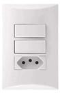Conjunto 2 Teclas Interruptor Simples e 1 Tomada 2P+T 10A 250V Embutir Brava Iriel Branco