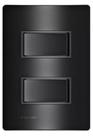 Conjunto 2 Teclas Interruptor Simples Embutir Revitá Soprano Preto Carbono