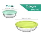 Conjunto 2 Tigelas Pote Redondo De Vidro 3.8L e 2.4L Com Tampa Oceani Vitazza Conjunto 2 Tigelas Pote Redondo De Vidro 3.8L e 2.4L Com Tampa Oceani Vitazza