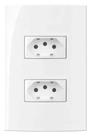 Conjunto 2 Tomadas 2 Polos + Terra 10A 250V Embutir Sleek Margirius Branco Brilho