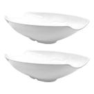 Conjunto 2 Travessa Oval Curva Funda De Melamina Premium Branca 46x31cm Kit Saladeira Grande Para Buffet Bandeja Melamina Para Salada Bestfer