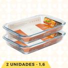 Conjunto 2 UN Travessas Forma Retangular 1,6L Transparente